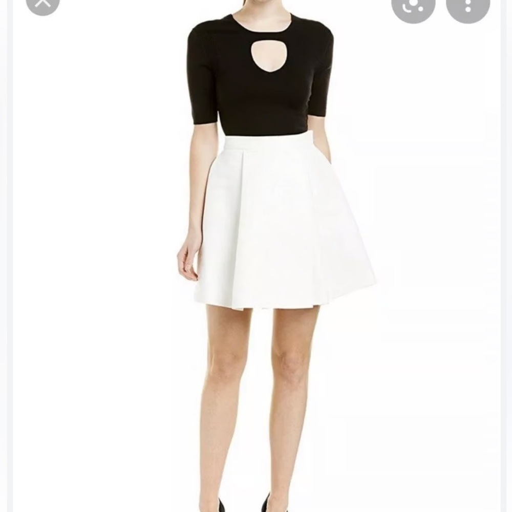Halston Heritage Two For One Colorblock Flared Dress Eggshell/Black